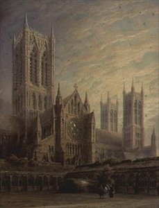 Lincoln Cathedral fra Cloisters, 1800-tallet av Frederick Mackenzie