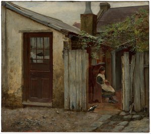 Jente med fugl på King Street-bakeriet, 1886