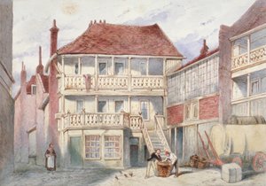 Utsikt over French Horn Tavern, Holborn, London, 1840