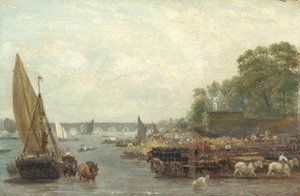 Westminster Bridge, ca. 1820-30 (olje på panel) av Frederick Nash