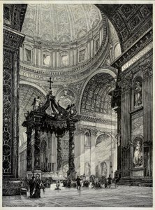 Peterskirken, Roma, Italia, interiørutsikt, 1878. av Frederick P Dinkelberg
