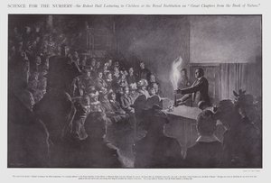 Sir Robert Ball foreleser for barn ved Royal Institution (litho) av Frederick Pegram