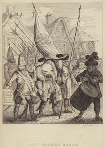 City Trained Bands: satire over militsene knyttet til City of London og panikken generert av Jacobite Rebellion fra 1745 (gravering) av Frederick William Fairholt