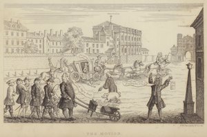 The Motion: satire over forsøkene i parlamentet på å avsette Sir Robert Walpole som statsminister i 1741 (gravering)