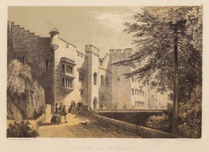Brougham Hall, Westmoreland (akvatint) av Frederick William Hulme