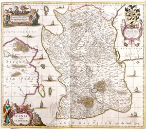 Kart over Scany (Sverige) (etsing av Frederick de Wit
