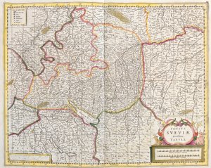 Kart over Schwaben (Tyskland) (radering av Frederick de Wit