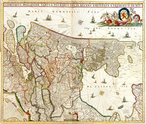 Kart over greven av Holland (Nederland) (radering av Frederick de Wit