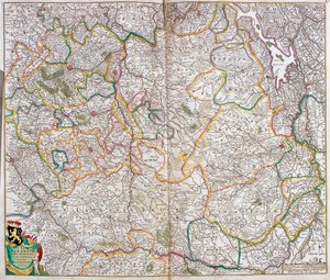 Kart over hertugen av Brabant (Belgia, Nederland) (radering av Frederick de Wit