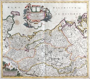 Kart over hertugdømmet Mecklenburg Schwerin (Tyskland) (radering av Frederick de Wit