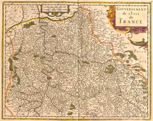 Kart over Ile de France (Frankrike) (radering av Frederick de Wit