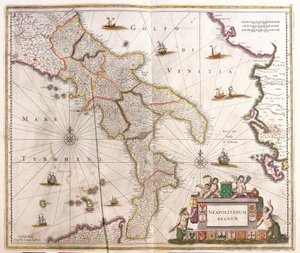 Kart over det napolitanske riket (Italia) (radering av Frederick de Wit