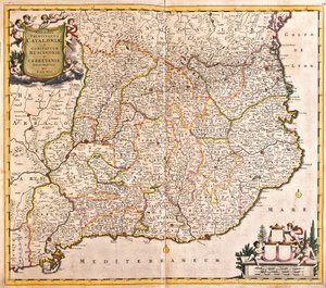 Kart over Principaut of Catalonia (Spania) (radering av Frederick de Wit