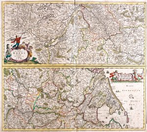 Kart over Rhenanie (Tyskland) (etsing av Frederick de Wit