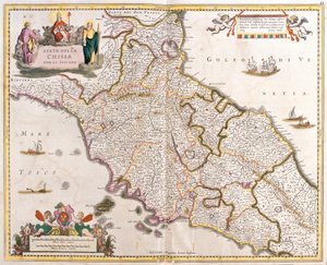 Kart over kirkens stater i Toscana (Italia) (radering av Frederick de Wit