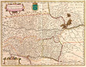 Kart over territorier Lyon og Beaujolais (Frankrike) (radering av Frederick de Wit