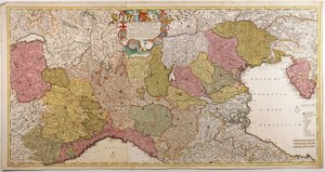Nord-Italia. Kart av Frederik de Wit, Amsterdam, Kobberstikk. 1705 av Frederick de Wit