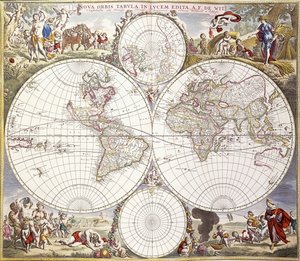 Verdenskart fra Atlas Major, ca. 1705