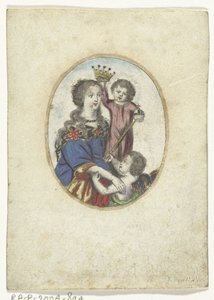 Madonna med barn og engel i oval av Frederik Bouttats (de Jonge) (attributed to)