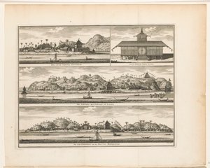 Tre festninger på Ambon Hila, and the Fortres Amsterdam / New Moorsche Temple of Hila / The Fortres Rotterdam on Larike / De Pas Baguwala and the Vesting Middelburg (tittel på objekt)
