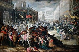 Forsoningen mellom romerne og sabinerne (olje på lerret) av Frederik Valckenborch