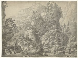 Fjelllandskap med foss