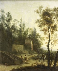 Italiensk landskap med jegere