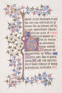 Opplyst blad med innledende E recto, Vine Border verso, 1830-62.