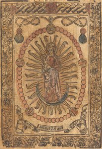 Madonnaen og barnet i en rosenkrans av French 15th Century