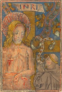 Sorgens mann med en fransiskaner av French 15th Century