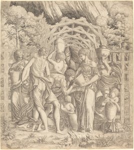 Ung mann drikker vann (Rebecca og Eliezer?) av French 16th Century after Francesco Primaticcio