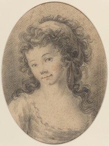 Portrett av en jente av French 18th Century