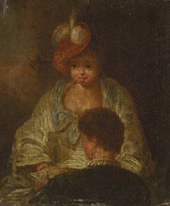 Ung kvinne og mann av French 18th Century