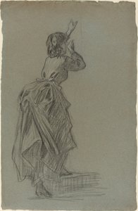 Ung kvinne som klatrer et trinn av French 19th Century