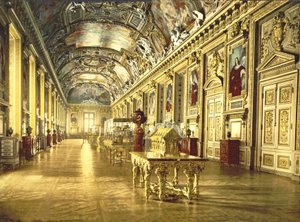 Et galleri i Louvre, Paris, 1890-1900 av French Photographer