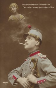 En ung soldat som dagdrømmer om kjærligheten sin (tonet bilde) av French Photographer