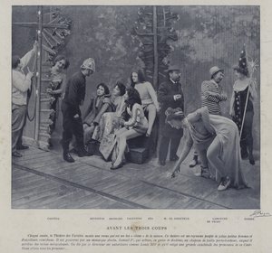 Skuespillere og skuespillerinner ved Theatre des Varietes, Paris (s/hv-bilde) av French Photographer