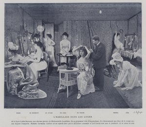 Skuespillerinner i garderobene til Theatre des Varietes, Paris (s/hvitt-bilde) av French Photographer