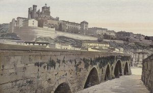 Beziers, Old Bridge og Saint-Nazaire Church (tidligere katedral) av French Photographer