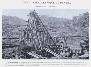 Panama Interoceanic Canal, Culebra Works (s/hvitt-bilde) av French Photographer