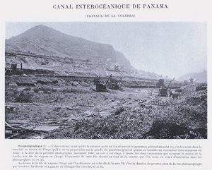 Panama Interoceanic Canal, Culebra Works (s/hvitt-bilde) av French Photographer
