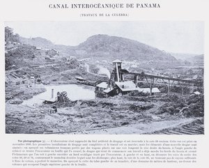 Panama Interoceanic Canal, Culebra Works (s/hvitt-bilde) av French Photographer