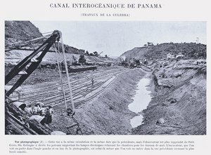 Panama Interoceanic Canal, Culebra Works (s/hvitt-bilde) av French Photographer