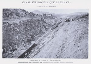 Panama Interoceanic Canal, Lock Works (bw-bilde) av French Photographer