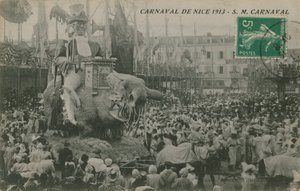 Carnaval de Nice 1913. Postkort sendt i 1913. av French Photographer