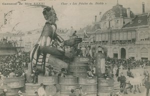 Hyggelig karneval, vogn, Djevelens piller. Postkort sendt i 1913. av French Photographer