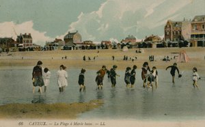 Cayeux, stranden ved lavvann. Postkort sendt 27. juli 1913. av French Photographer