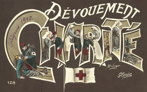 Veldedighet, sykepleie, i WW1 (fargebilde) av French Photographer