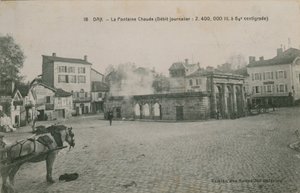 Dax - varmtvannskilde (daglig strømning: 2400000 liter ved 64 celsius). Postkort sendt i 1913. av French Photographer