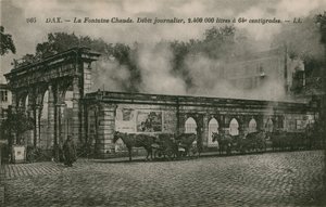 Dax - varmtvannskilde (daglig strømning: 2400000 liter ved 64 celsius). Postkort sendt i 1913. av French Photographer